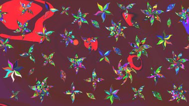 Raster illüstrasyonu. Küçük bir çiçekte eskiz deseni. Güzel kumaş deseni. Güzel çiçek arkaplanı..