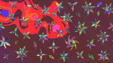 Suluboya etkisi. Raster deseni. Organik elementler. Botanik çizim deseni.