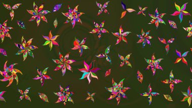 Çiçek deseni. Yeşil ve gri renkte çiçek çizimi. Raster illüstrasyonu. Yeşil ve gri renkli çiçekler. Şatafatlı bahar bahçesi dokusu.