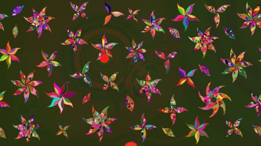 Raster illüstrasyonu. Eskiz geçmişi. Tomurcukları çiçek olan sevimli bir çiçek deseni. Eski usul. Kumaş, tekstil, duvar kağıdı baskısı için. Raster..