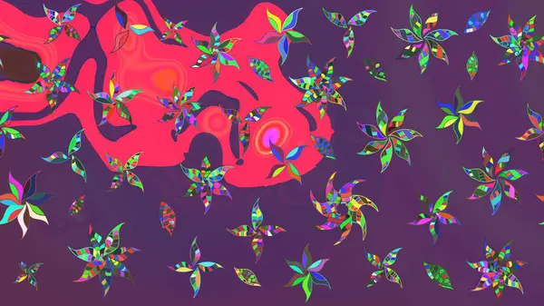 Renkli Bahar Teması eskiz kalıbı. Düz Çiçek Elementleri Tasarımı. Güzel kumaş deseni. Raster illüstrasyonunda çiçek deseni çizimi.