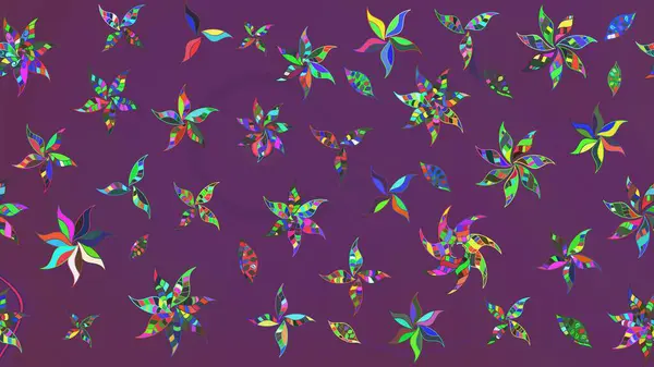 Elle boyanmış suluboya resim çizimleri, çiçekler ve bitkiler. Mor ve yeşil renkte çiçekler.