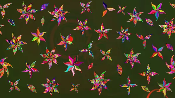 Çiçeksel çizim kalıbının yansıması. Vadinin çiçekleri yeşil ve gri renklerde.