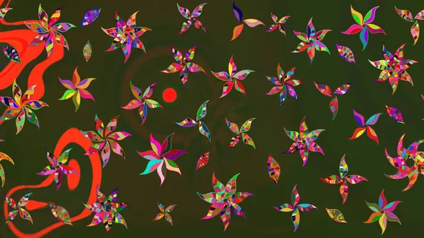 Şatafatlı bahar bahçesi dokusu. Yeşil ve gri renkli çiçekler. Raster illüstrasyonu. Yeşil ve gri renkte çiçek çizimi. Çiçek deseni.