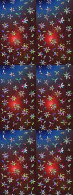 Şirin çiçekli eskiz deseni ve kahverengi ve mor renkli yapraklar, suluboya çiçek deseni, duvar kağıdı, kart ya da kumaş için fayanslı. Raster illüstrasyonu.