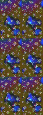 Raster illüstrasyonu. Kahverengi ve yeşil renkli çiçekler. El çizimi çiçekli soyut çizim deseni.