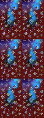 Nazikçe, yaz çiçekleri kırmızı ve mavi renklerde. Raster illüstrasyonu. Raster çiçek desenli ve çiçekli..