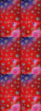 El çizimi çiçekli soyut çizim kalıbı. Kırmızı ve pembe renkte çiçekler. Raster illüstrasyonu.