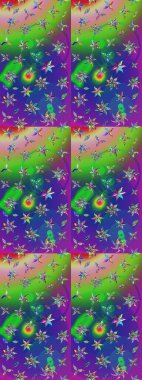 Raster illüstrasyonu. Klasik tropikal doğal elementlerin suluboya seti. Egzotik çiçekler, botanik parlak klasik doğa yeşil ve mavi renkler.