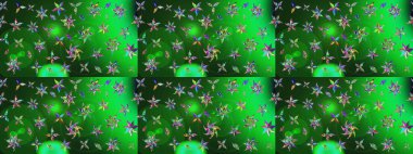 Yeşil ve mavi renkte çiçekler. Güzel çiçek deseni. Renkli Bahar Teması eskiz kalıbı. Düz Çiçek Elementleri Tasarımı.