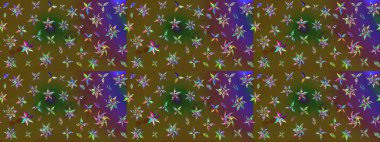 Hediye ambalaj kağıdı, tebrik kartları, posterler ve pankart tasarımı. Yeşil ve kahverengi renkli çiçekler. Raster düz çiçek çizim deseni.