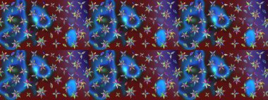 Renkli Yaz Temalı eskiz kalıbı. Düz Çiçek Elementleri Tasarımı. Raster çiçekli arka plan. Güzel kumaş deseni. Güzel eskiz şekli. Yazdır.