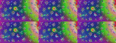 Renkli Yaz Temalı eskiz kalıbı. Raster illüstrasyonundaki çiçek desenli çizim. Düz Çiçek Elementleri Tasarımı. Yeşil ve mavi renkte çiçekler.