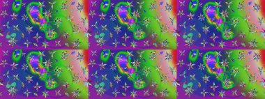 Zentangle soyut çiçekleri. Raster illüstrasyonu. Güzel kumaş deseni. Renkli Bahar Teması eskiz kalıbı. Karalama çiçeği. Düz Çiçek Elementleri Tasarımı.