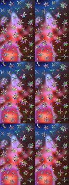 Hediye ambalaj kağıdı, tebrik kartları, posterler ve pankart tasarımı. Raster düz çiçek çizim deseni. Kahverengi ve mavi renkte çiçekler.