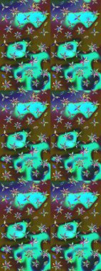 Raster resim. Güzel kumaş deseni. Doodle çiçekler ve dalları, otlar ve çiçekler. Elle çizilmiş.