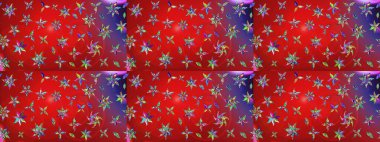 Kırmızı ve mor renkte çiçekler. Raster illüstrasyonu. Robot resim. Şirin çiçek elementleri..