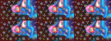 Süslü kumaş deseni. Raster deseni. Çiçekli çiçek deseni, suluboya..