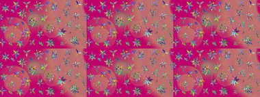 Çiçekli güzel suluboya desen. Raster illüstrasyonu. Pembe ve morumsu renklerde.