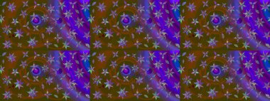 Eskiz arkaplan modeli. Kahverengi ve menekşe rengi yapraklı yabani çiçekler. Suluboya, elle çizilmiş. Raster illüstrasyonu.