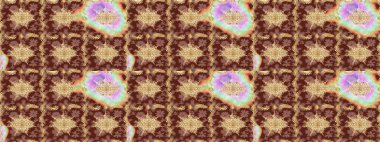 Süslü dekorasyon. Raster illüstrasyonu. Damask altın soyut çiçek deseni kahverengi renkler üzerine çizim.