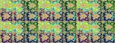 Yeşil renklerdeki altın element. Lüks, kraliyet ve Viktorya dönemi konsepti. Yeşil yerine altın rengi barok çiçekli eskiz deseni. Süslü raster dekorasyonu.