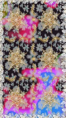 Altın elementli gri renkli altın desenli. Raster klasik barok çiçeksiz altın desenli. Süslü dekorasyon. Lüks, kraliyet ve Viktorya dönemi konsepti.