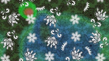 Eskiz geçmişi. Kumaş, tekstil, duvar kağıdı baskısı için. Raster illüstrasyonu. Eski usul. Miles Fleur, süslü püslü bir süs. Tomurcukları papatya çiçekleri olan sevimli bir çiçek deseni..