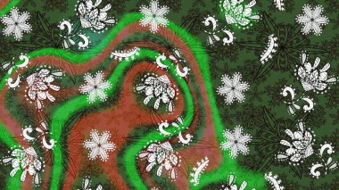 El çizimi çiçek çizimi deseni (fayans). Tekstil için suluboya eskiz deseni. Şirin çiçekleri, desenleri, yeşil ve kahverengi renkleri olan renkli çizim deseni.