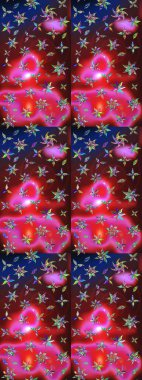 El çizimi çiçek çizimi deseni (fayans). Tekstil için suluboya eskiz deseni. Şirin çiçekler, şal desenli, kırmızı ve kahverengi renkli çizim deseni.