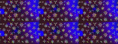 Çiçek desenli eskiz. Gömlek baskısı için çiçek boyası. Kahverengi ve mavi renkte çiçekler.