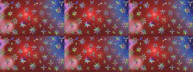 Raster illüstrasyonu. Kahverengi ve kırmızı kıvırcık çiçekler kahverengi ve kırmızı renklerde şekillenir. Klasik çiçek tasarım elementleri.