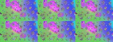 Çiçek deseni. Düz Çiçek Elementleri Tasarımı. Raster illüstrasyonu. Renkli Bahar Teması eskiz kalıbı. Chichi kumaş deseni çiz.