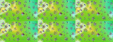 Raster Illustrasyon 'daki Çiçek Deseni' nin son moda çizimi. Yeşil ve nötr renklerde çiçekler. Düz Çiçek Elementleri Tasarımı. Renkli Yaz Teması çizim şablonu.