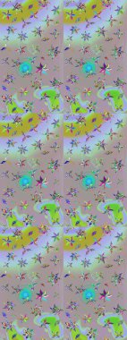 Tarafsız ve gri renklerde çiçekler. Sevimli çiçek raster deseni. Düz Çiçek Elementleri Tasarımı. Renkli Bahar Teması çizim şablonu.