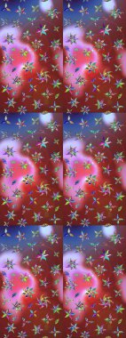 Kahverengi ve pembe renklerde etnik çiçeklerle süslenmiş zarif bir eskiz şekli. Asya Tekstil 'inde Raster Çiçek İllüstrasyonu.