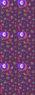 Kumaş, tekstil, duvar kağıdı baskısı için. Raster. Eskiz geçmişi. Eski usul. Raster illüstrasyonu. Tomurcukları çiçekli sevimli çiçek deseni..