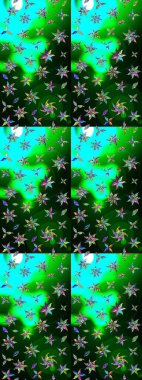 Gömlek, arka plan modelini çiz. Tropik çiçekler. Mavi ve yeşil renkte çiçekler.