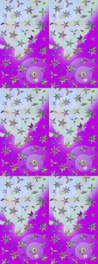 Raster çiçek desenleri çiziyor. Tarafsız ve mor renkli vadilerin çiçekleri.