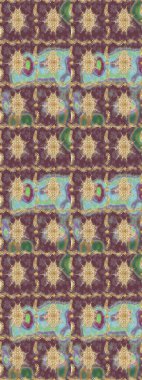 Süslü dekorasyon. Damask altın soyut çiçek deseni kahverengi renklerde. Raster illüstrasyonu.