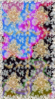 Kusursuz altın desen. Gri ve nötr renklerde altın desenler ve altın elementler. Raster doğulu süsü.