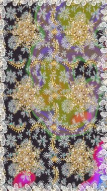 Gri ve nötr renklerde altın desenli altın elementler. Kusursuz damaske klasik altın desen. Tekrarlayan elementlerle soyut arkaplan oluşturun. Raster illüstrasyonu.