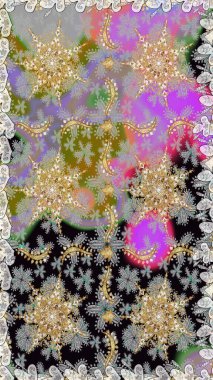 Gri ve nötr renklerde, altın elementlerle klasik, pürüzsüz desen. Noel 2019, kar tanesi, yeni yıl.