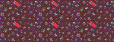 Motley illüstrasyonu. Küçük çiçekte güzel bir desen. Robot resim. Çiçekli yaz çiçekleri. Moda baskıları için zarif bir şablon. Küçük renkli çiçekler..