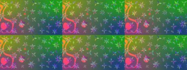 Vadinin yeşil ve mavi renkli çiçekleri. Raster çiçek desenleri çiziyor..