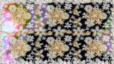 Tarafsız ve gri renklerde, altın elementli klasik, pürüzsüz desen. Noel 2019, kar tanesi, yeni yıl.