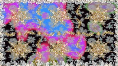 Kusursuz klasik raster altın desenli. Gri ve nötr renklerde altın elementlerle kusursuz desen. Raster illüstrasyonu. Geleneksel oryantasyon süsü. Klasik vintage arkaplan.