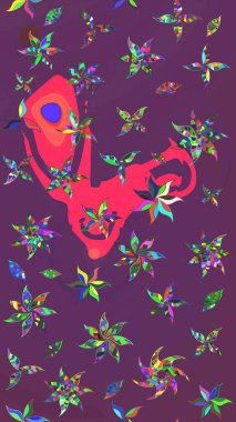 Raster illüstrasyonundaki çiçek desenli çizim. Renkli Bahar Teması eskiz kalıbı. Güzel kumaş deseni. Düz Çiçek Elementleri Tasarımı.