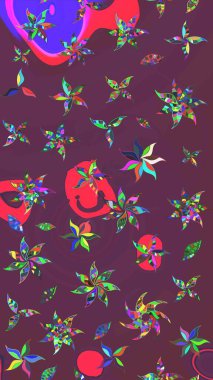 Çiçek ve yapraklı çiçek deseni. Küçük çiçekli şirin bir desen. Raster illüstrasyonu.