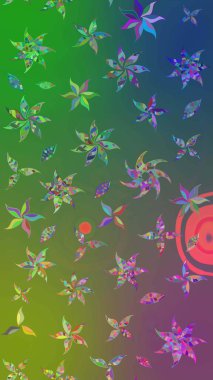 Düz Çiçek Elementleri Tasarımı. Raster illüstrasyonundaki çiçek desenli çizim. Süslü kumaş deseni. Renkli Bahar Teması çizim şablonu.